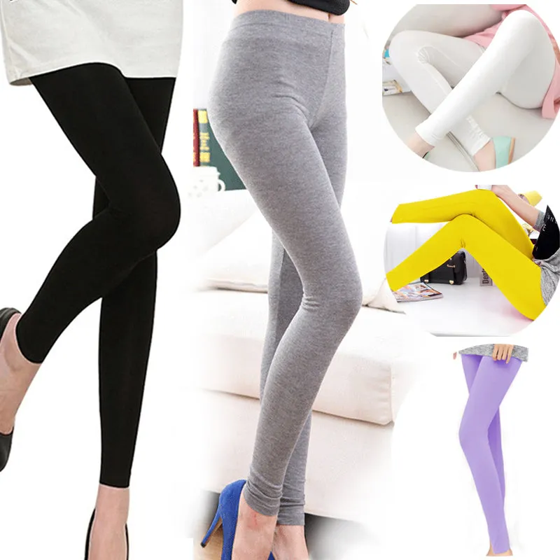 2018 Spring Autumn New Arrival Cotton Leggings Full Length Candy Colors Women Leggings Lady Leggins High Elastic Pants Wholesale