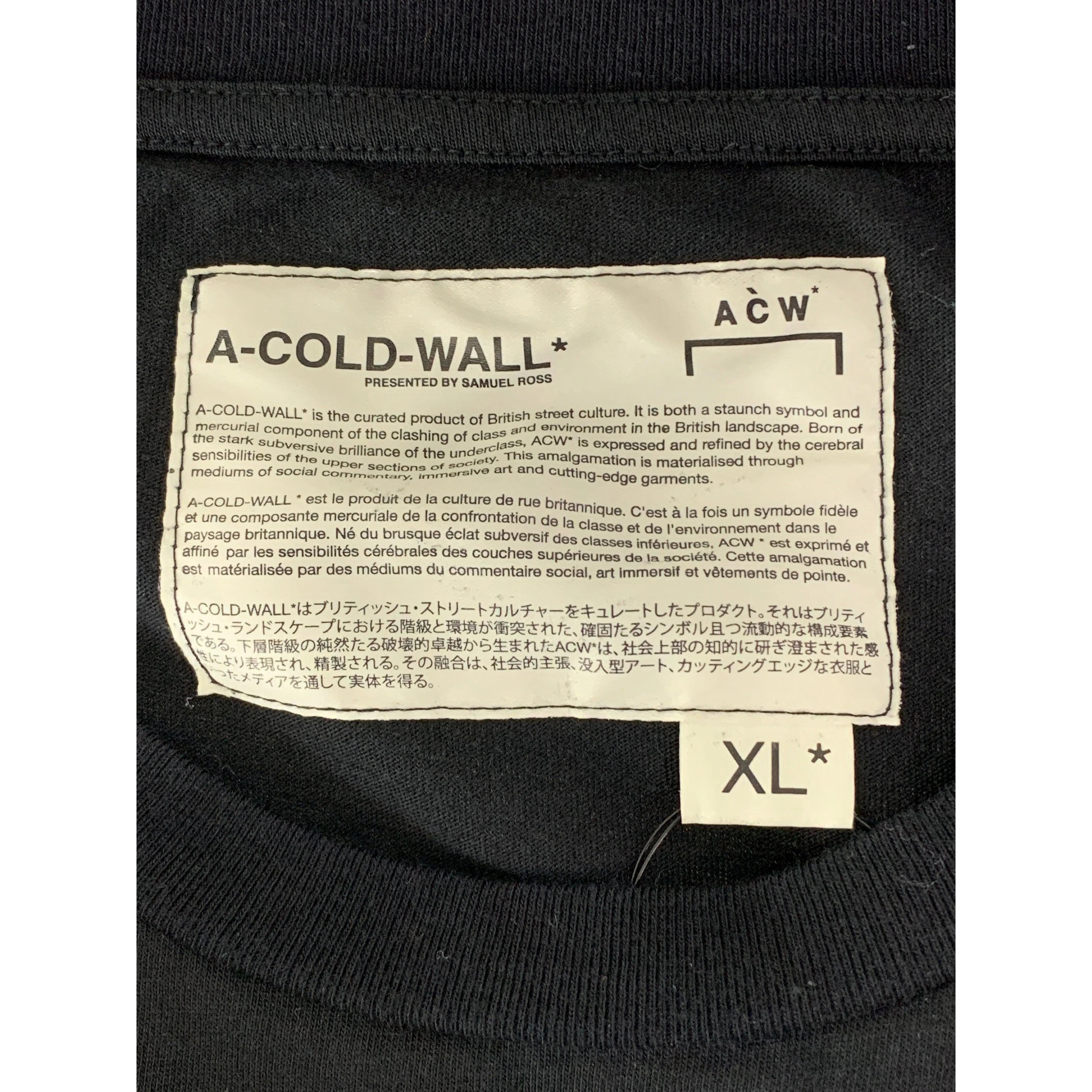 A-COLD-WALL/LS T-Shirt/XL/Black/Cotton/CW9SMH26BCTE187
