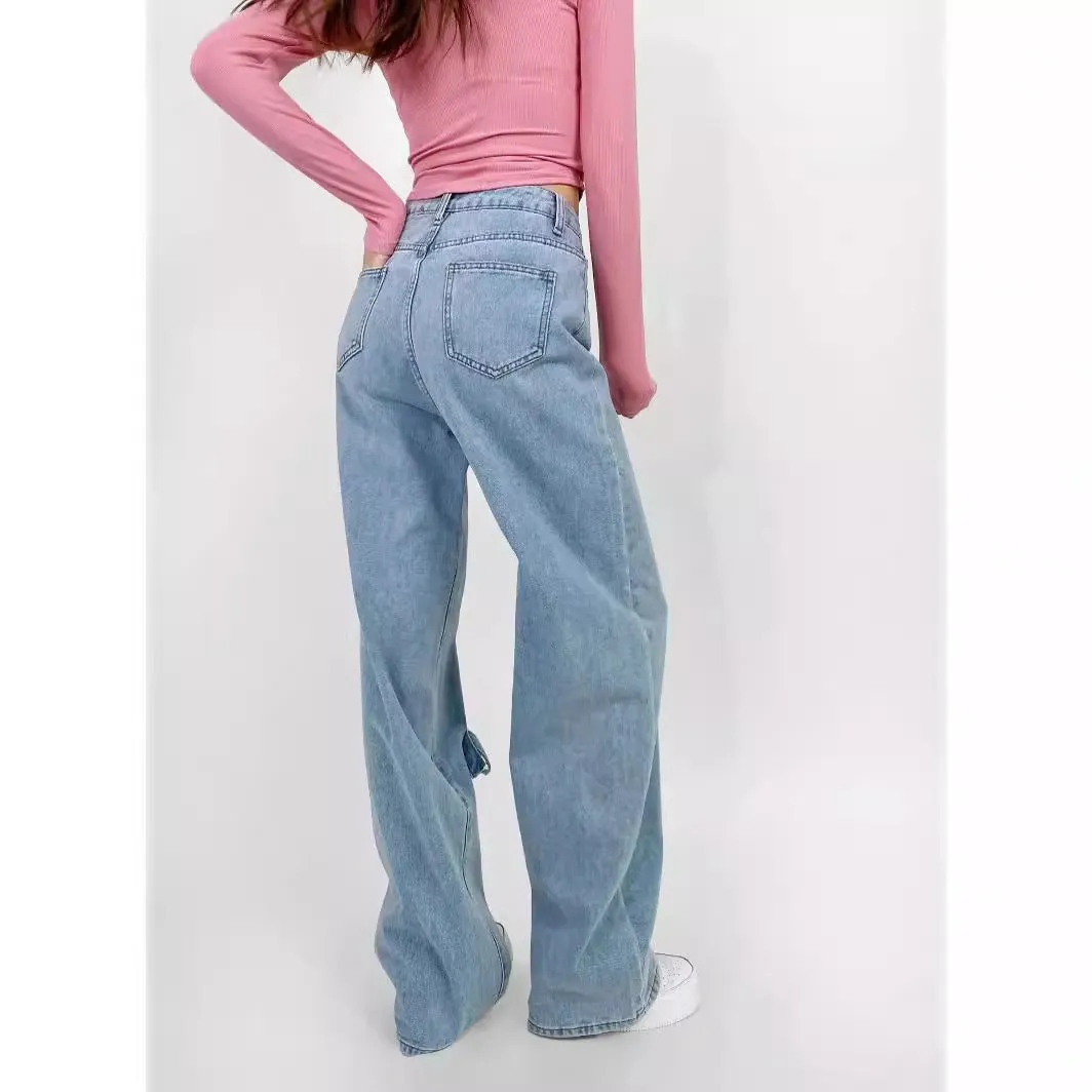 Aiertu y2k outfits Bow Straight Jeans Loose Comfortable Slimming Personality Trendy Trousers