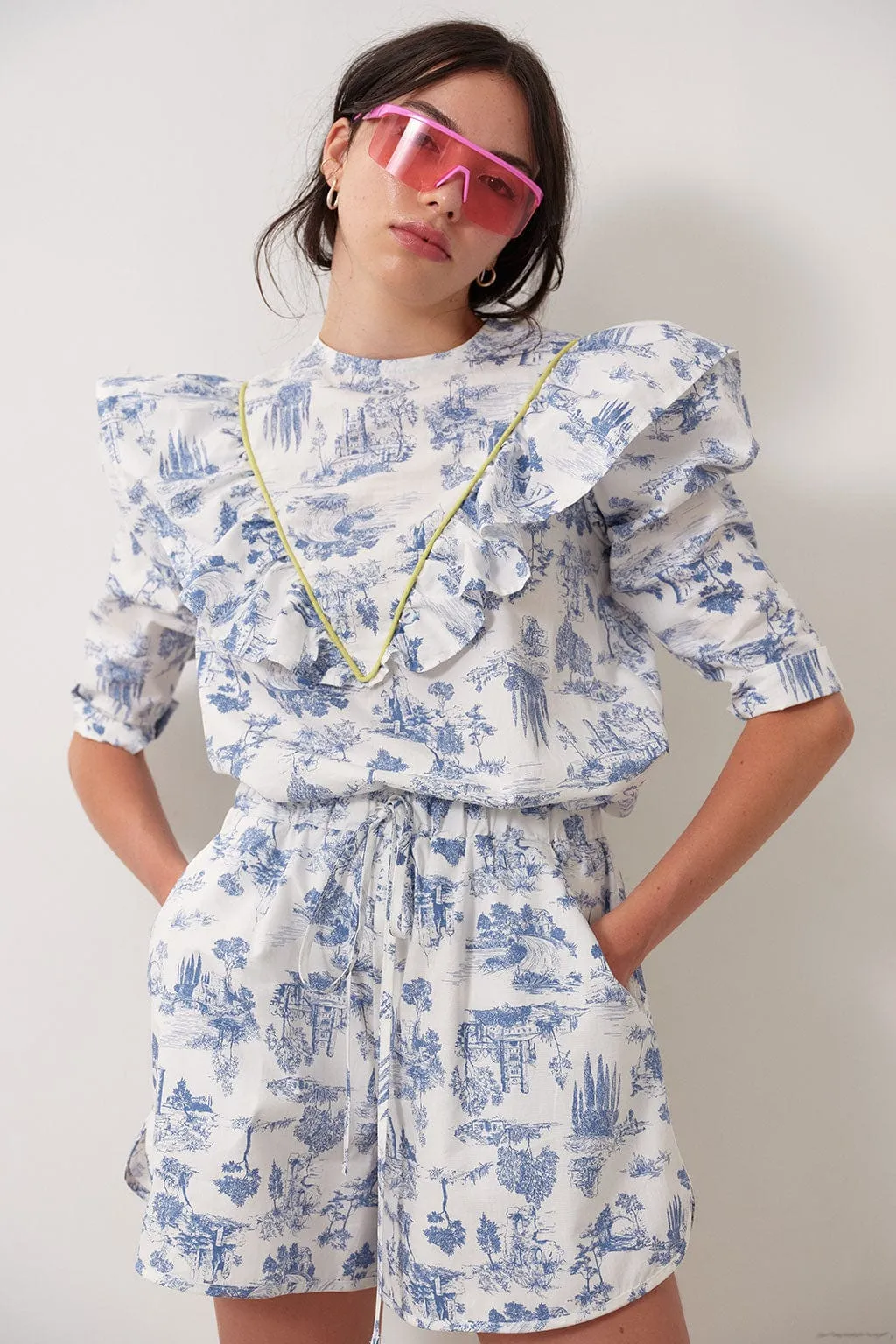 Bailey Shorts Blue Toile De Jouy