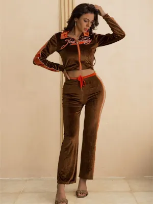BerriesJam - 2024 Velvet Zipper Top Jacket Fitness Pants Set