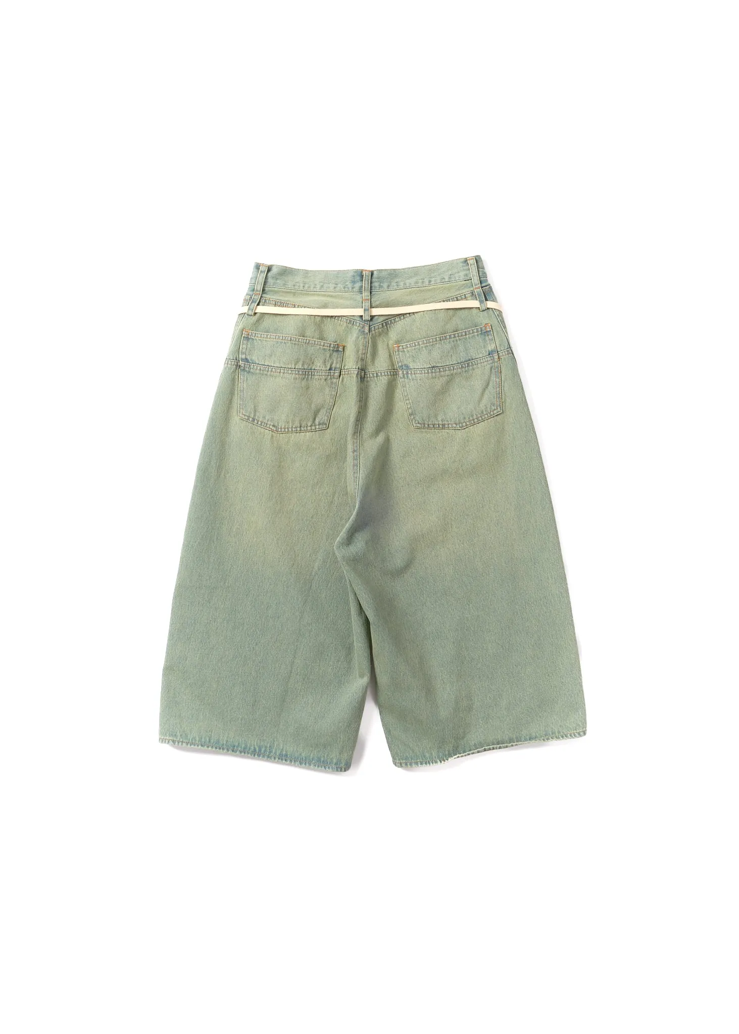BLEACH DENIM BAGGY SHORTS
