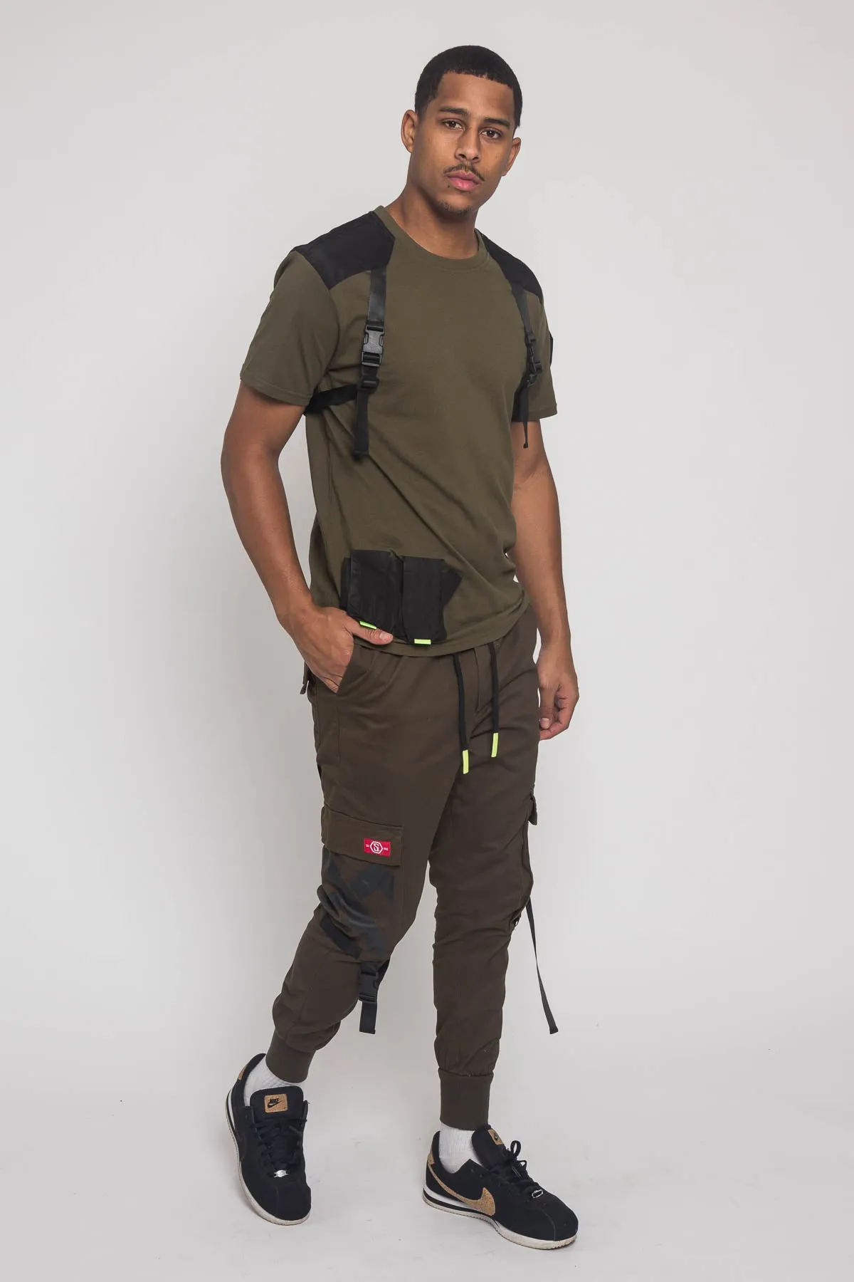 Buckled T-Shirt and Jogger Techwear Set