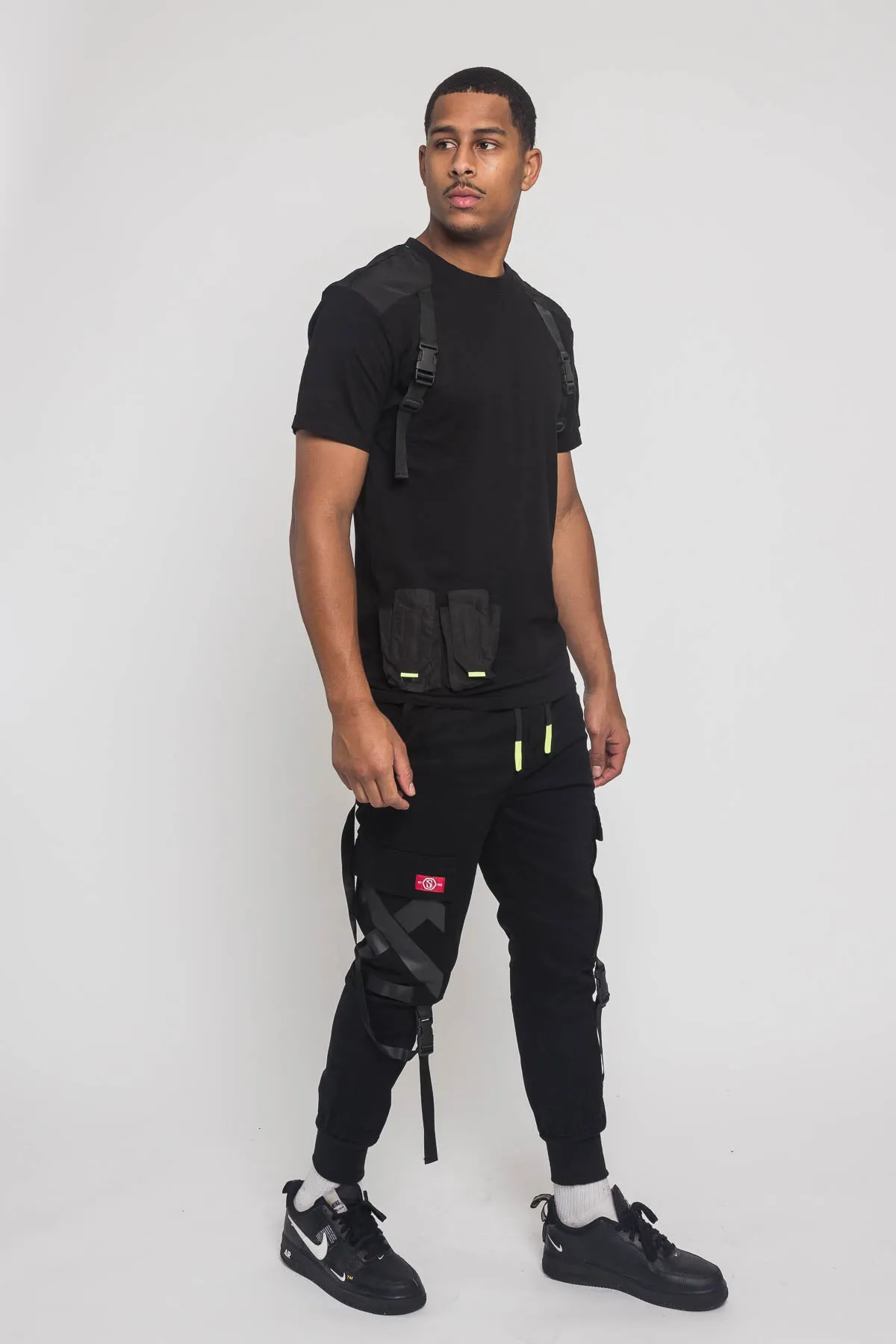 Buckled T-Shirt and Jogger Techwear Set