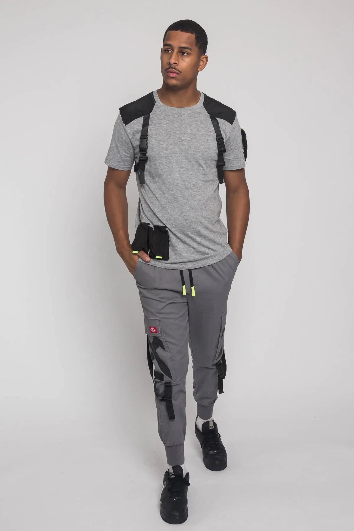 Buckled T-Shirt and Jogger Techwear Set