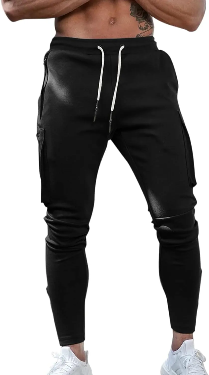 Cargo Pants for Men Relaxed Fit Pants Joggers for Men with Pockets Open Bottom Drawstring Men's Outdoor Work Military