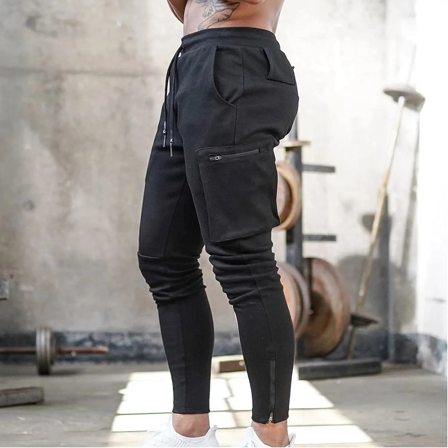 Cargo Pants for Men Relaxed Fit Pants Joggers for Men with Pockets Open Bottom Drawstring Men's Outdoor Work Military