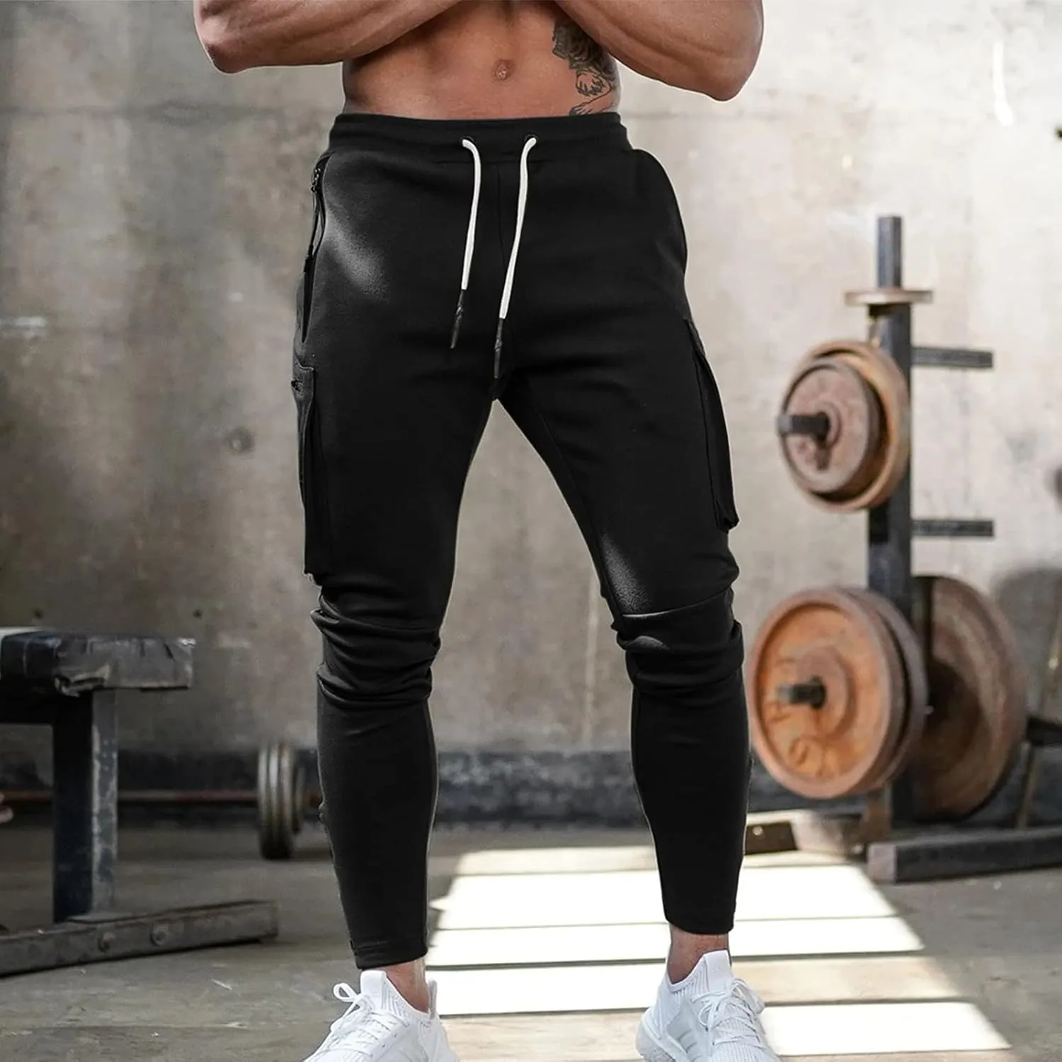 Cargo Pants for Men Relaxed Fit Pants Joggers for Men with Pockets Open Bottom Drawstring Men's Outdoor Work Military