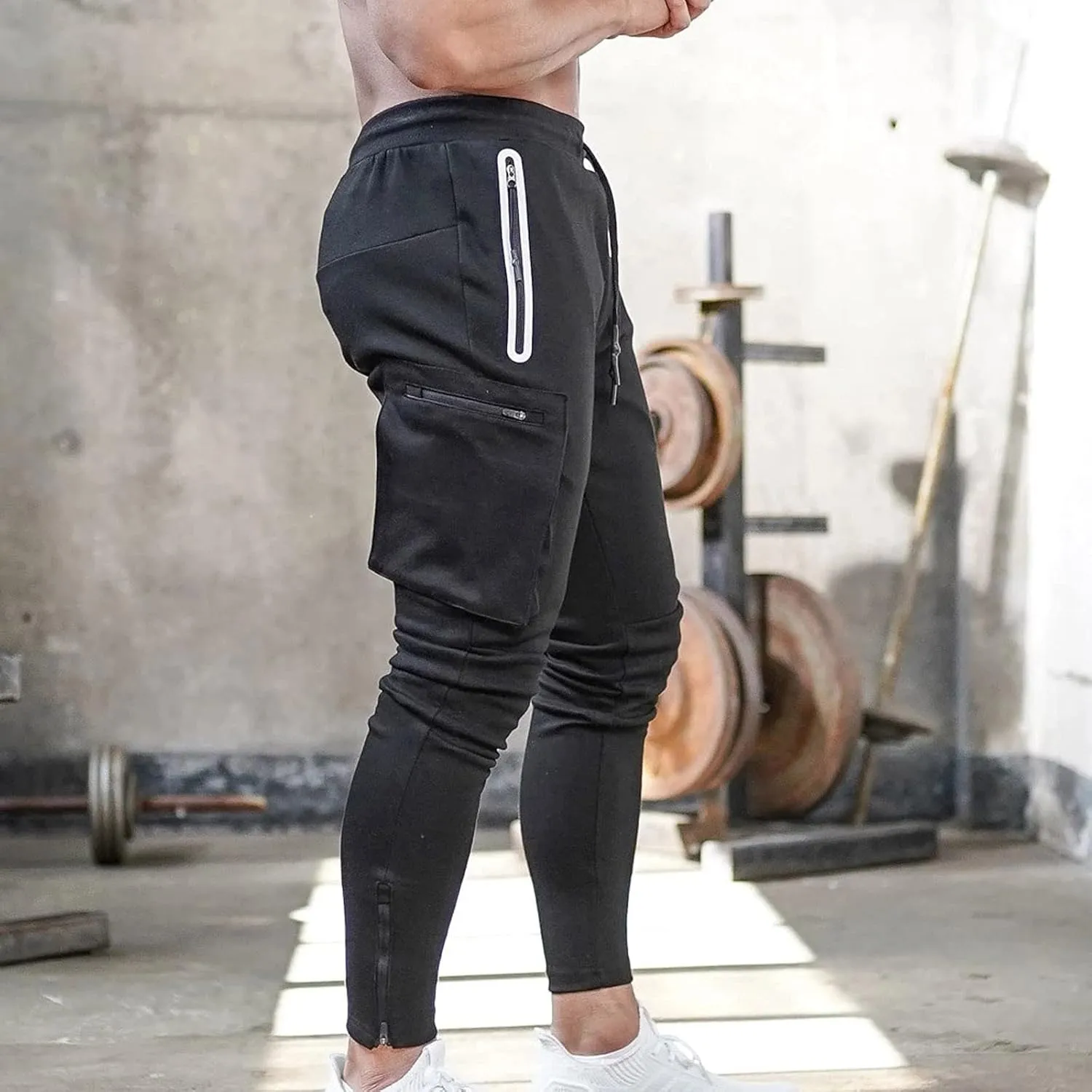 Cargo Pants for Men Relaxed Fit Pants Joggers for Men with Pockets Open Bottom Drawstring Men's Outdoor Work Military