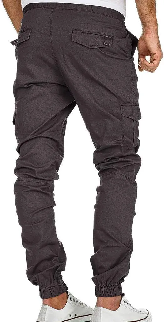 Cargo Sweatpants for Men Cargo Fleece Sweatpants Stretch Elastic Waist Jogger Sports Pants Drawstring Sports Trousers