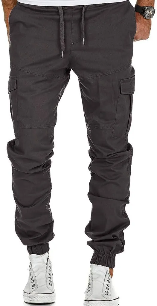 Cargo Sweatpants for Men Cargo Fleece Sweatpants Stretch Elastic Waist Jogger Sports Pants Drawstring Sports Trousers