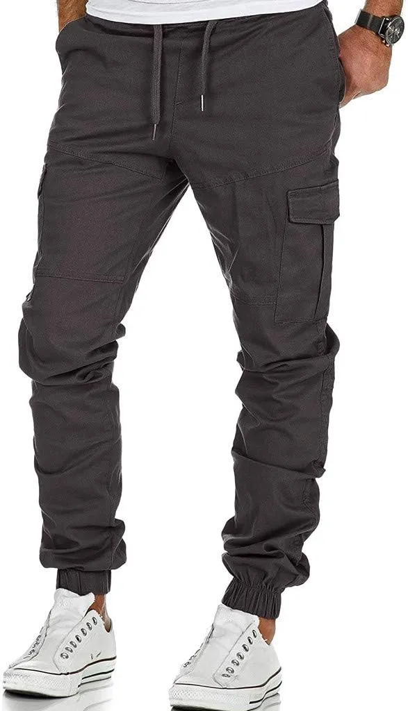 Cargo Sweatpants for Men Cargo Fleece Sweatpants Stretch Elastic Waist Jogger Sports Pants Drawstring Sports Trousers