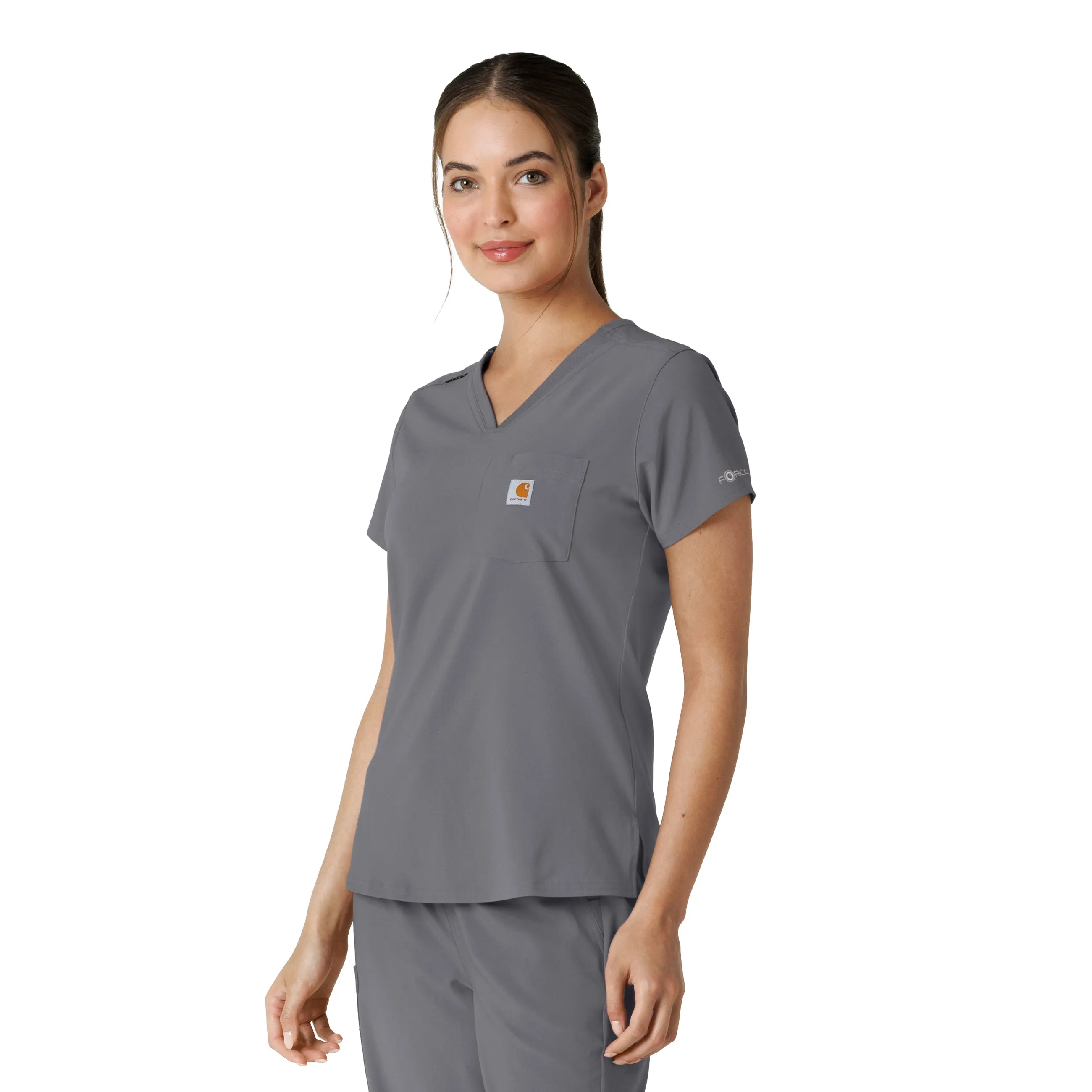 Carhartt Force Cross-Flex Women's Tuck-In Scrub Top - Pewter