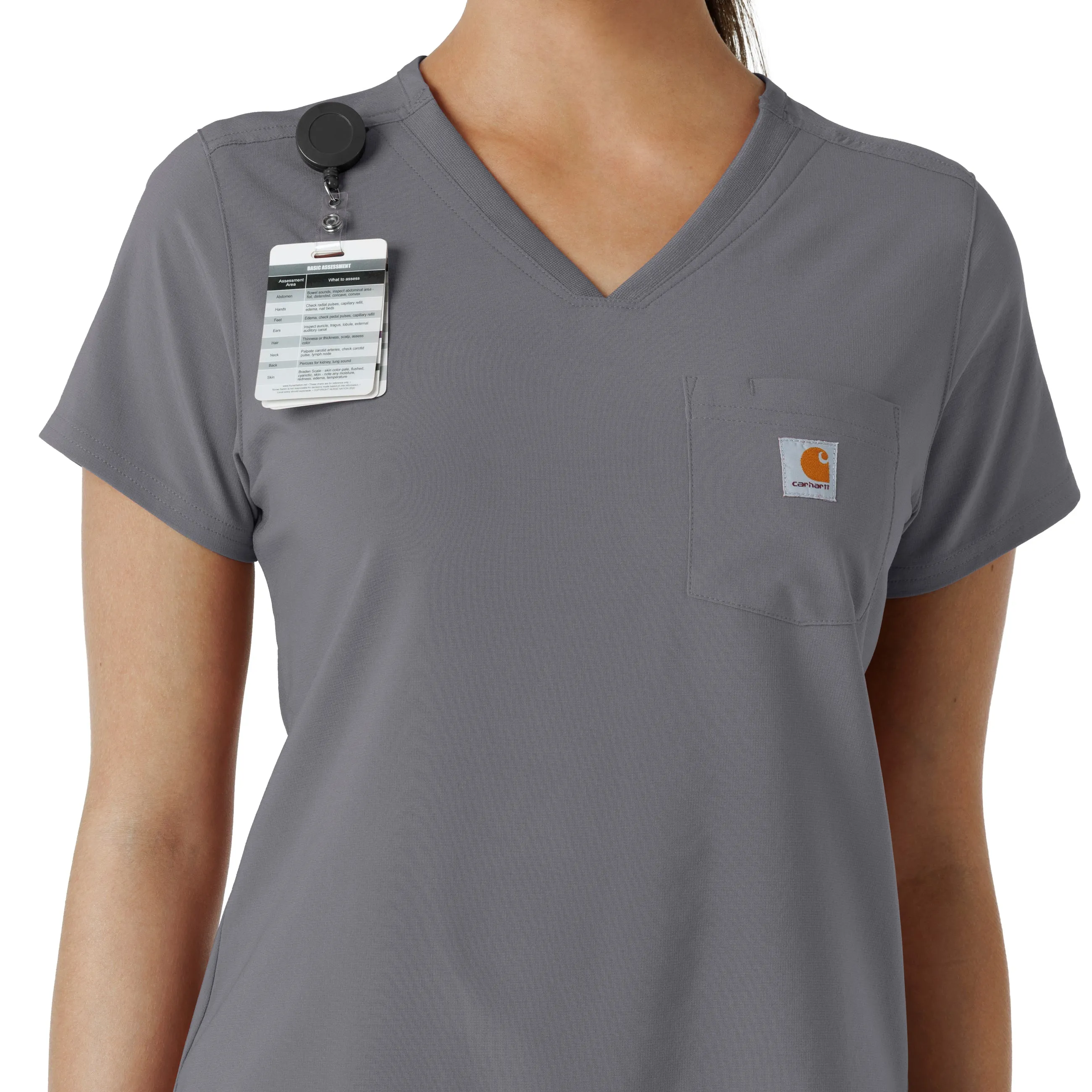 Carhartt Force Cross-Flex Women's Tuck-In Scrub Top - Pewter