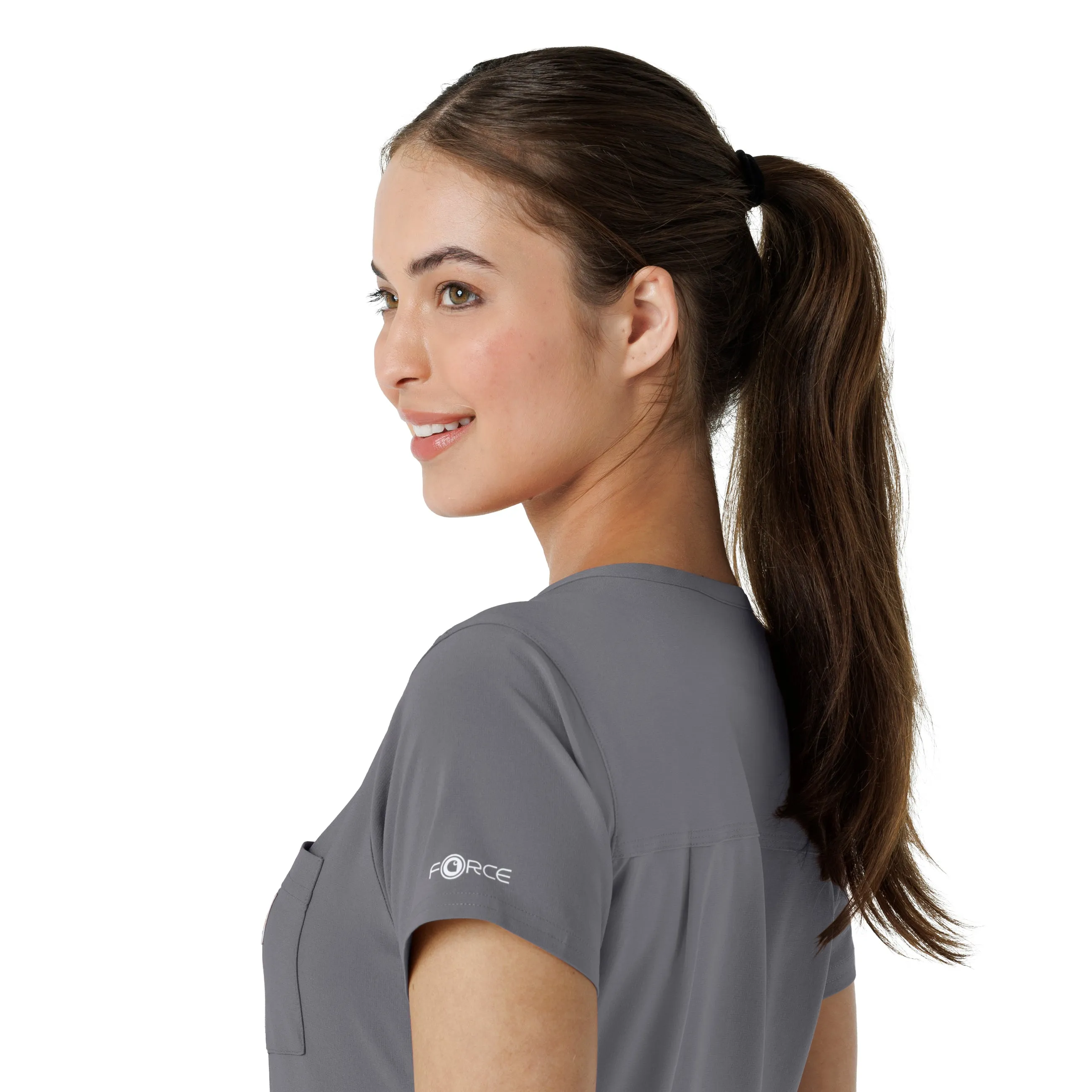 Carhartt Force Cross-Flex Women's Tuck-In Scrub Top - Pewter