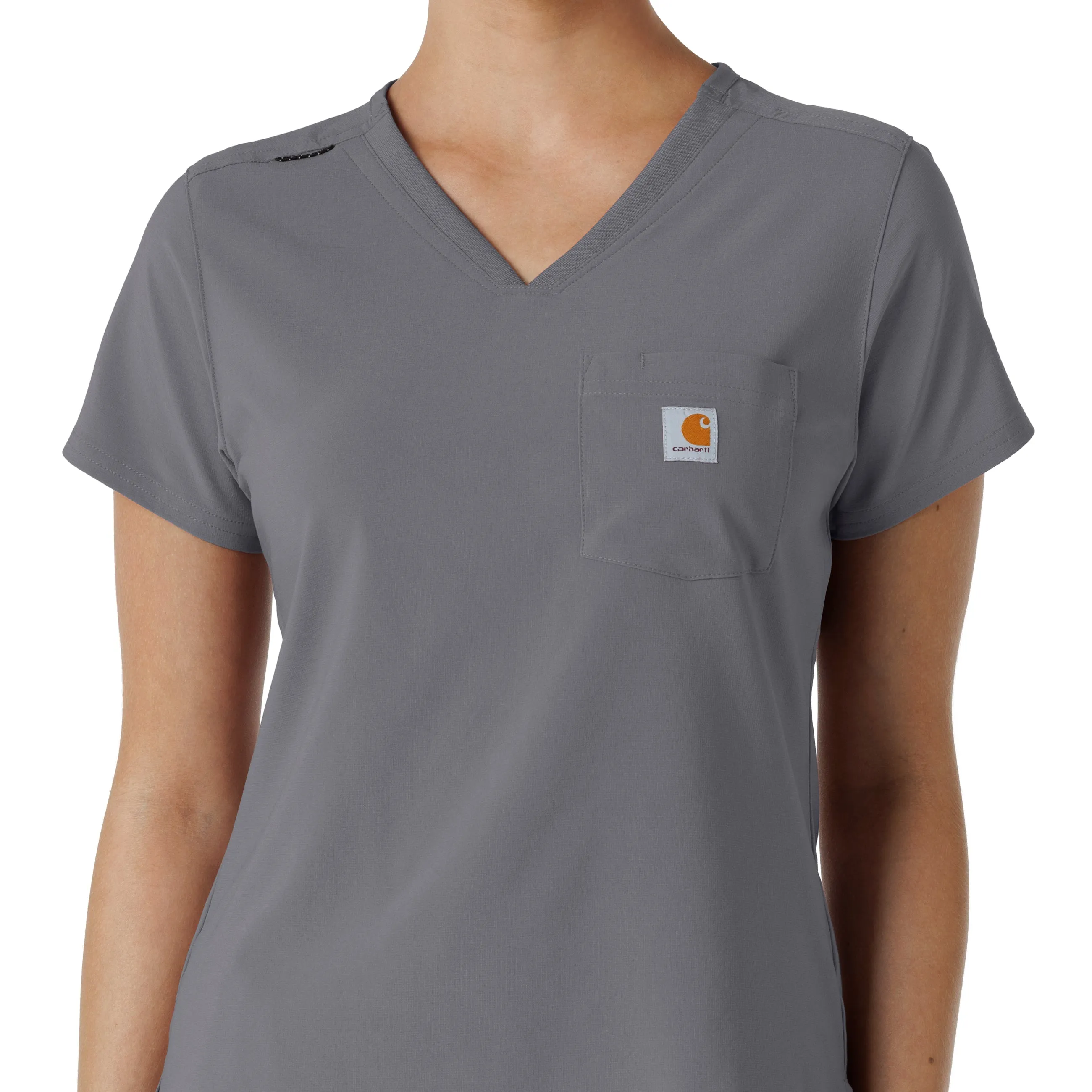 Carhartt Force Cross-Flex Women's Tuck-In Scrub Top - Pewter