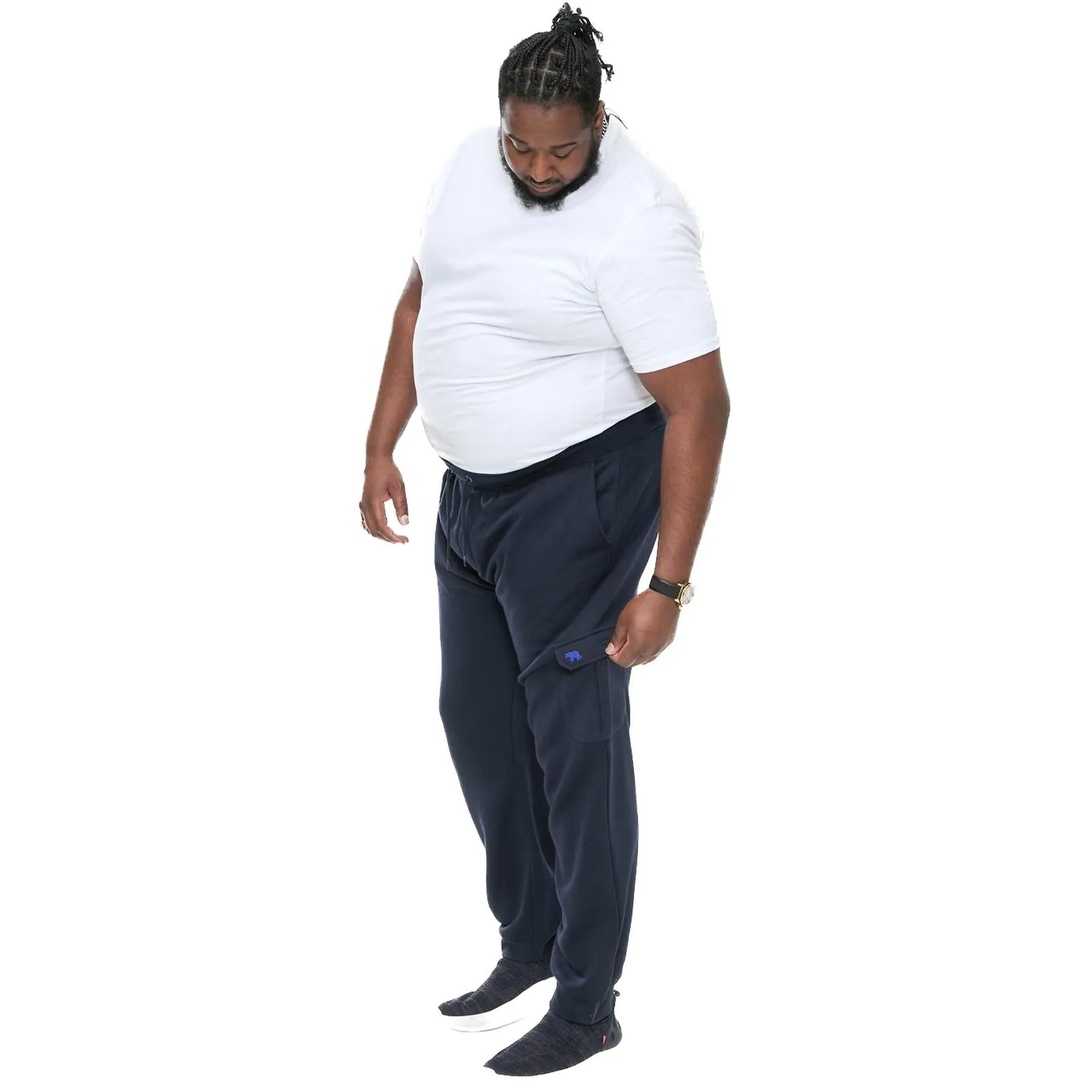 D555 Mens Tilden Big Tall Cargo Pocket Joggers - Navy - 8XL