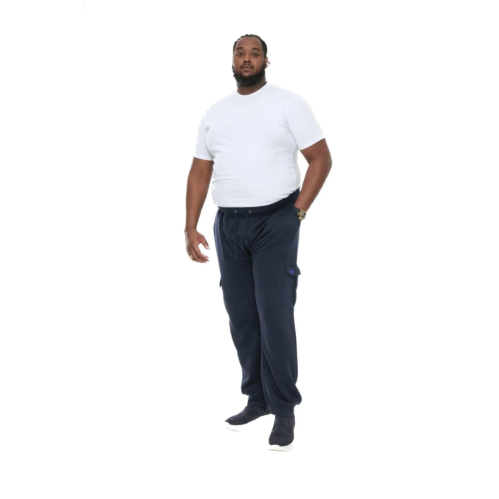D555 Mens Tilden Big Tall Cargo Pocket Joggers - Navy - 8XL