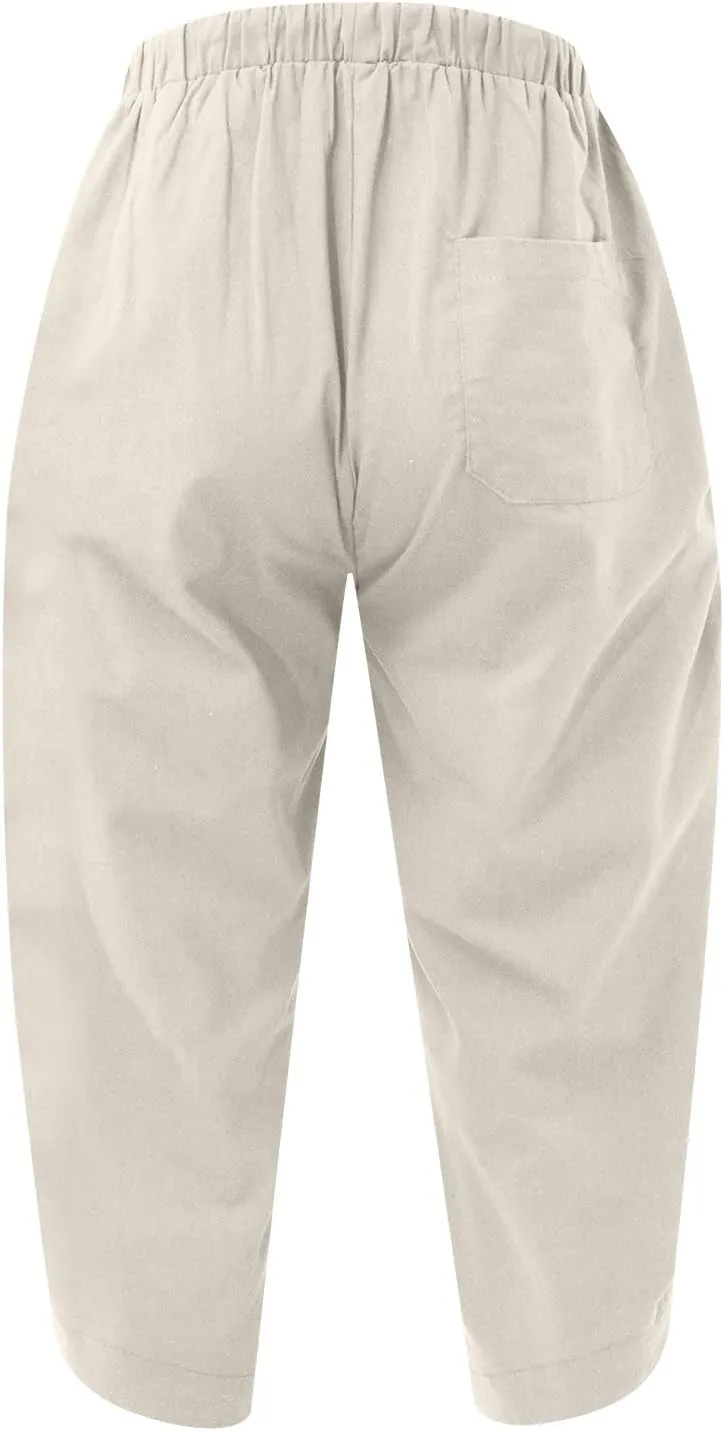 Dudubaby Men Casual Pants Mens Baggy Pants Drawstring Cotton Linen Wide Leg Yoga Pants Solid Color Baggy Pants
