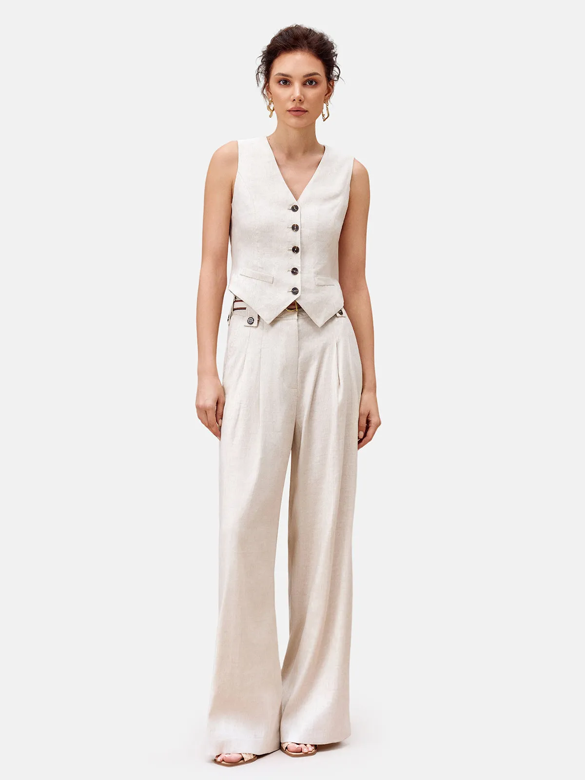 French-Origin Stretch Linen Vest