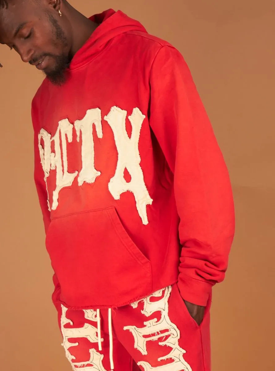 Hale Cropped Stacked Sweat Fit (Red/Cream)