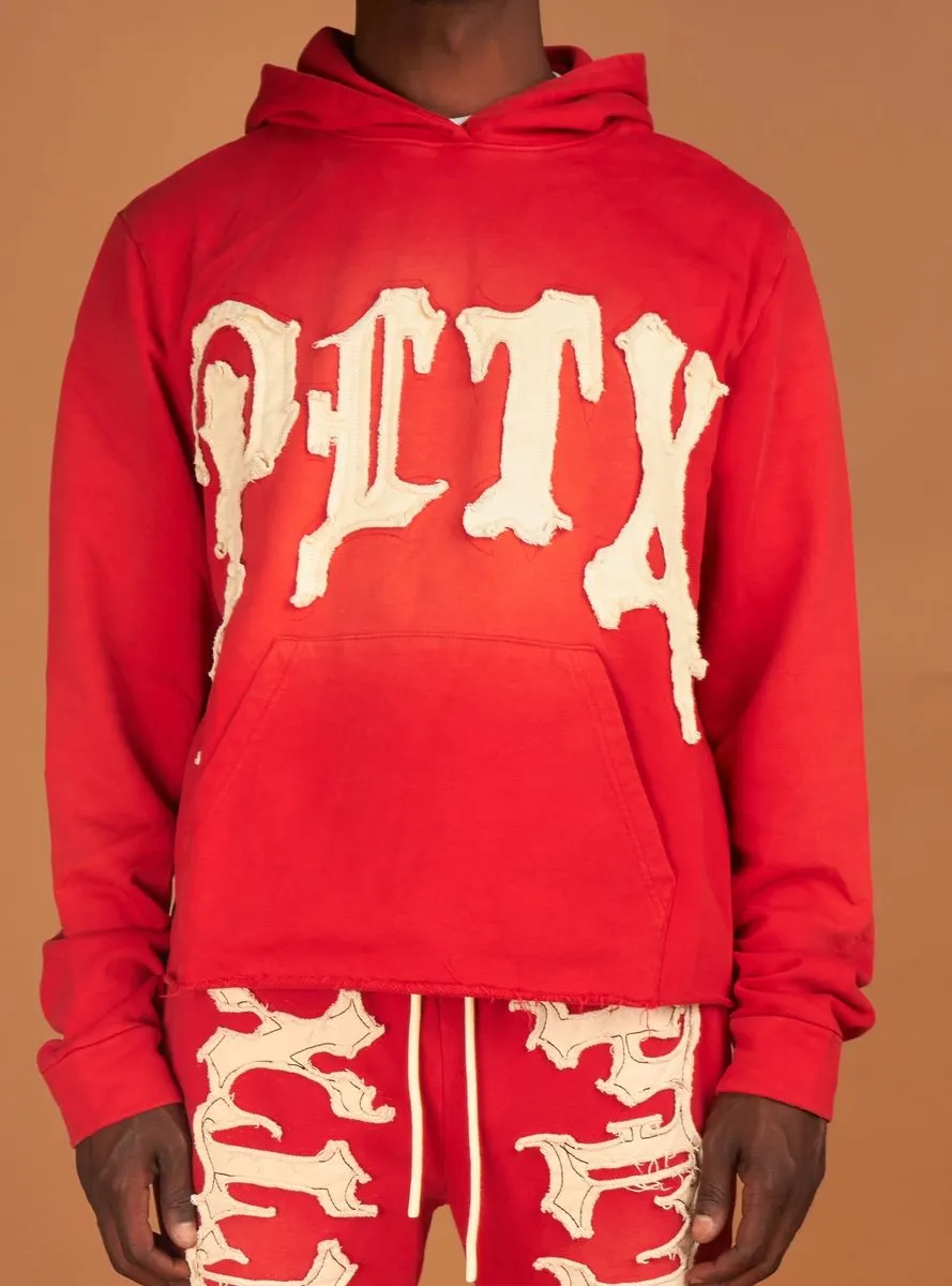 Hale Cropped Stacked Sweat Fit (Red/Cream)