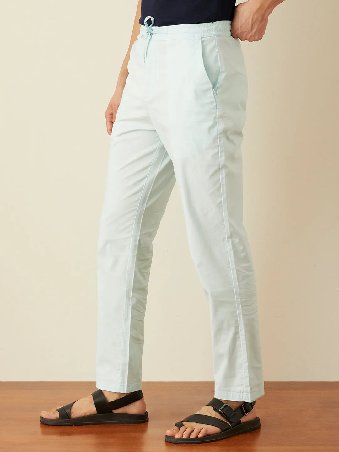 Ice Blue Plain Loose Pants