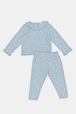 Infant Girls Blue Floral Set (2 Piece)