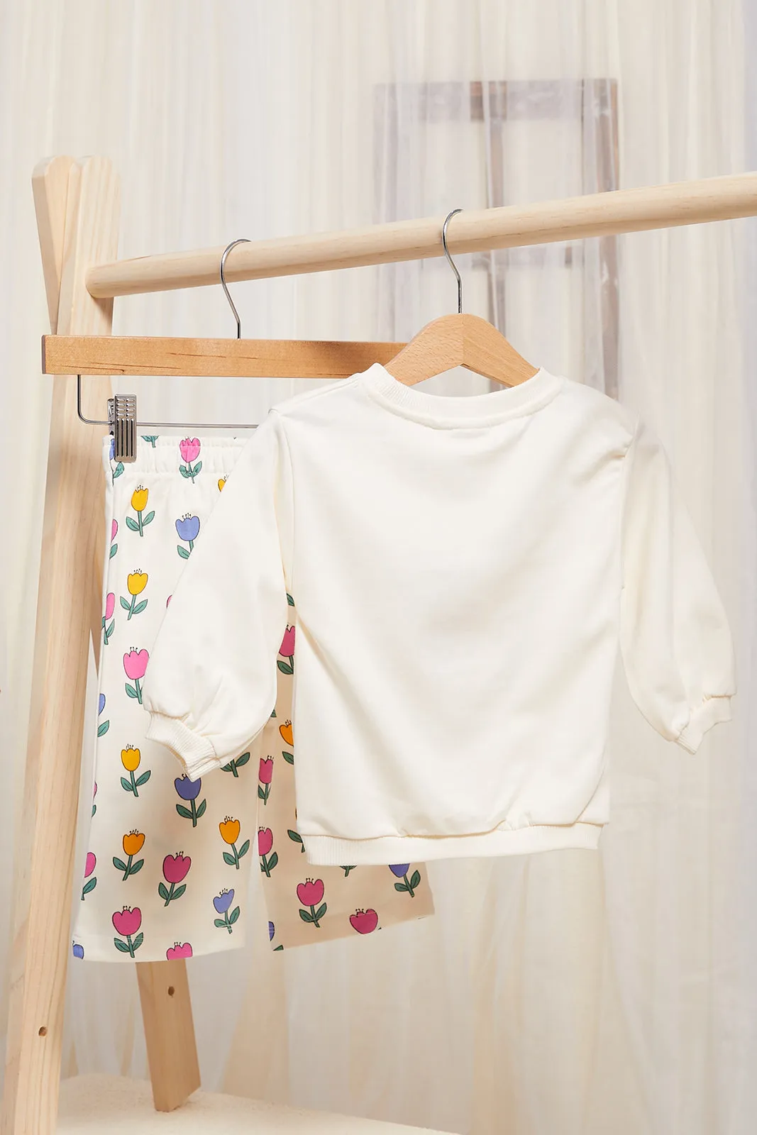 Infant Girls Ivory Floral Printed Set (2 Piece)