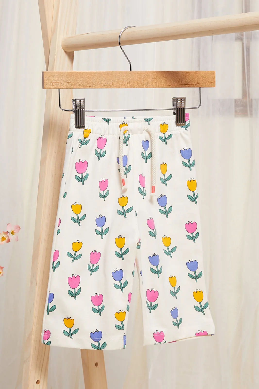 Infant Girls Ivory Floral Printed Set (2 Piece)