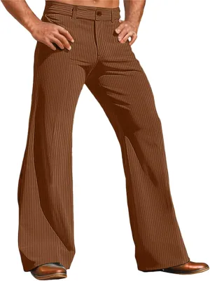 Mens Corduroy Pants Regular Fit Wide Leg Flare Slacks Vintage Breathable Trousers Stretch 60s 70s Pants Lightweight