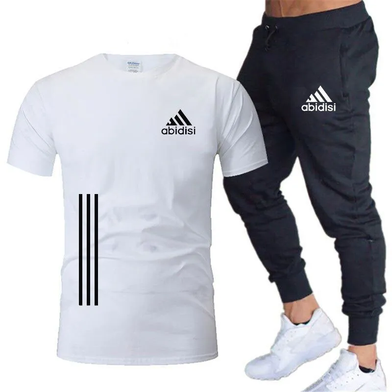 Men's Leisure Sports Running 2 Pieces Set Loose Large T-shirt & Trouser Half Sleeves Shirts Trousers Pants