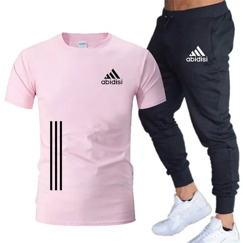 Men's Leisure Sports Running 2 Pieces Set Loose Large T-shirt & Trouser Half Sleeves Shirts Trousers Pants