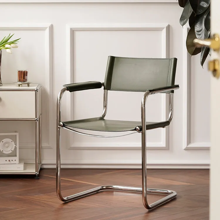 Mid Century Modern S34 Style Leather and Chrome Chair