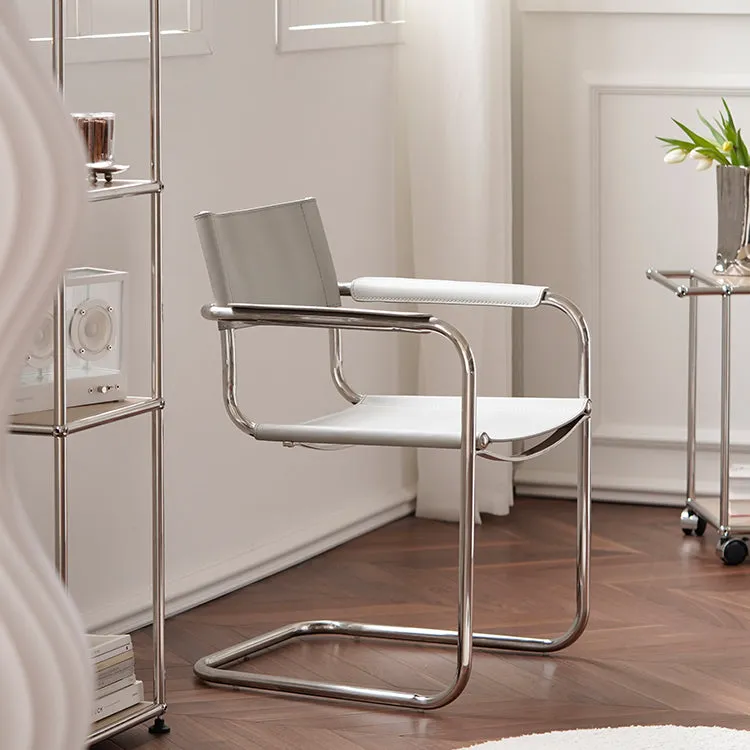 Mid Century Modern S34 Style Leather and Chrome Chair