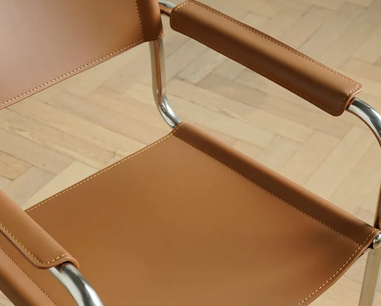 Mid Century Modern S34 Style Leather and Chrome Chair