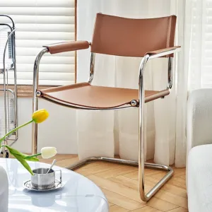 Mid Century Modern S34 Style Leather and Chrome Chair