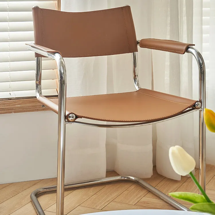 Mid Century Modern S34 Style Leather and Chrome Chair