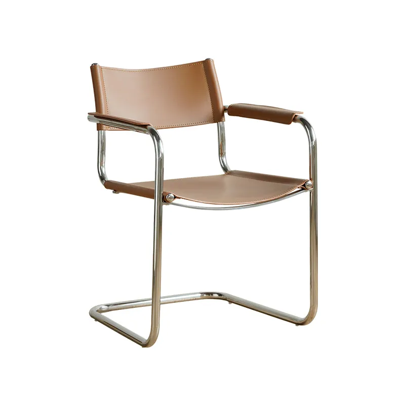 Mid Century Modern S34 Style Leather and Chrome Chair