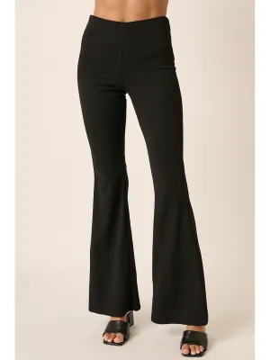 Mittoshop Crepe Knit Elastic Waist Flare Leg Pants