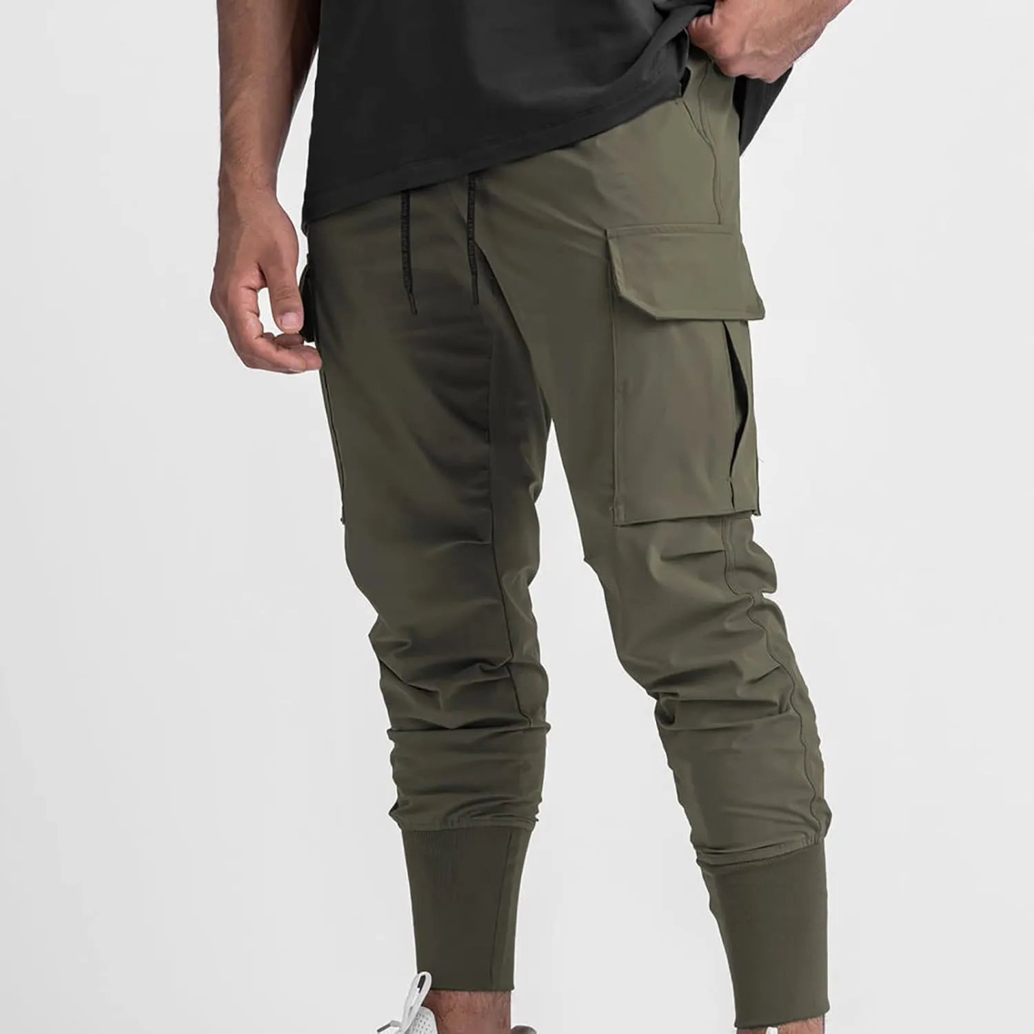 NATHGAM Mens Cargo Jogger Pants Slim Fit Tapered Sports Trousers Trendy Elastic Waist Waterproof Sweatpants Gym Workout Pants