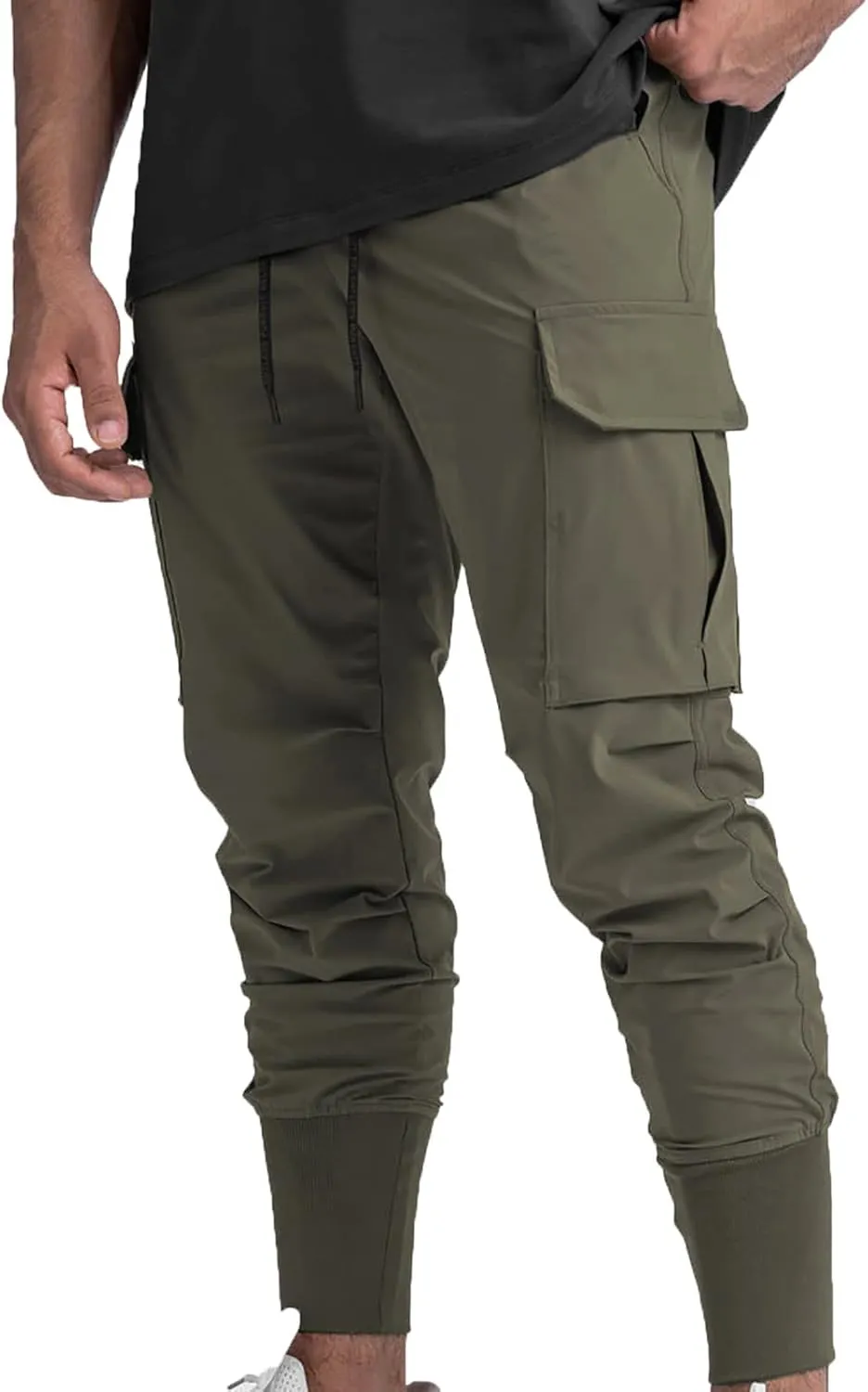 NATHGAM Mens Cargo Jogger Pants Slim Fit Tapered Sports Trousers Trendy Elastic Waist Waterproof Sweatpants Gym Workout Pants