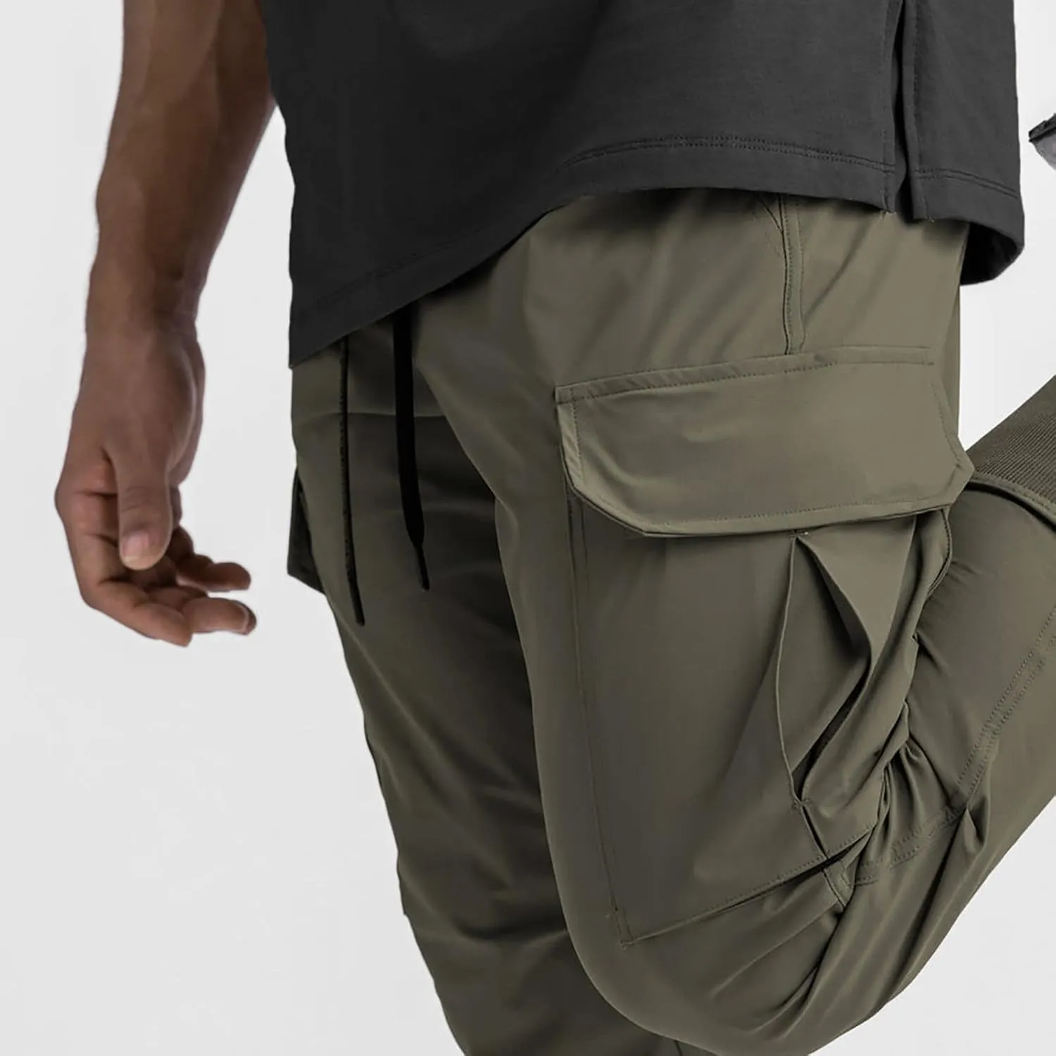 NATHGAM Mens Cargo Jogger Pants Slim Fit Tapered Sports Trousers Trendy Elastic Waist Waterproof Sweatpants Gym Workout Pants