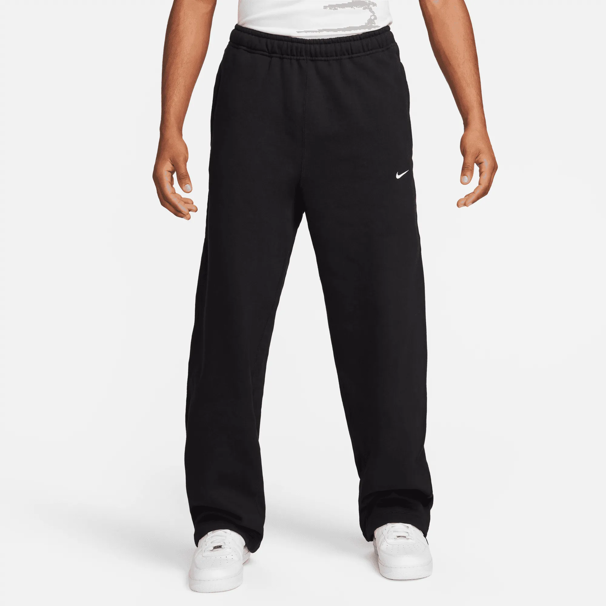 Nike Solo Swoosh Black Open Hem Fleece Pants