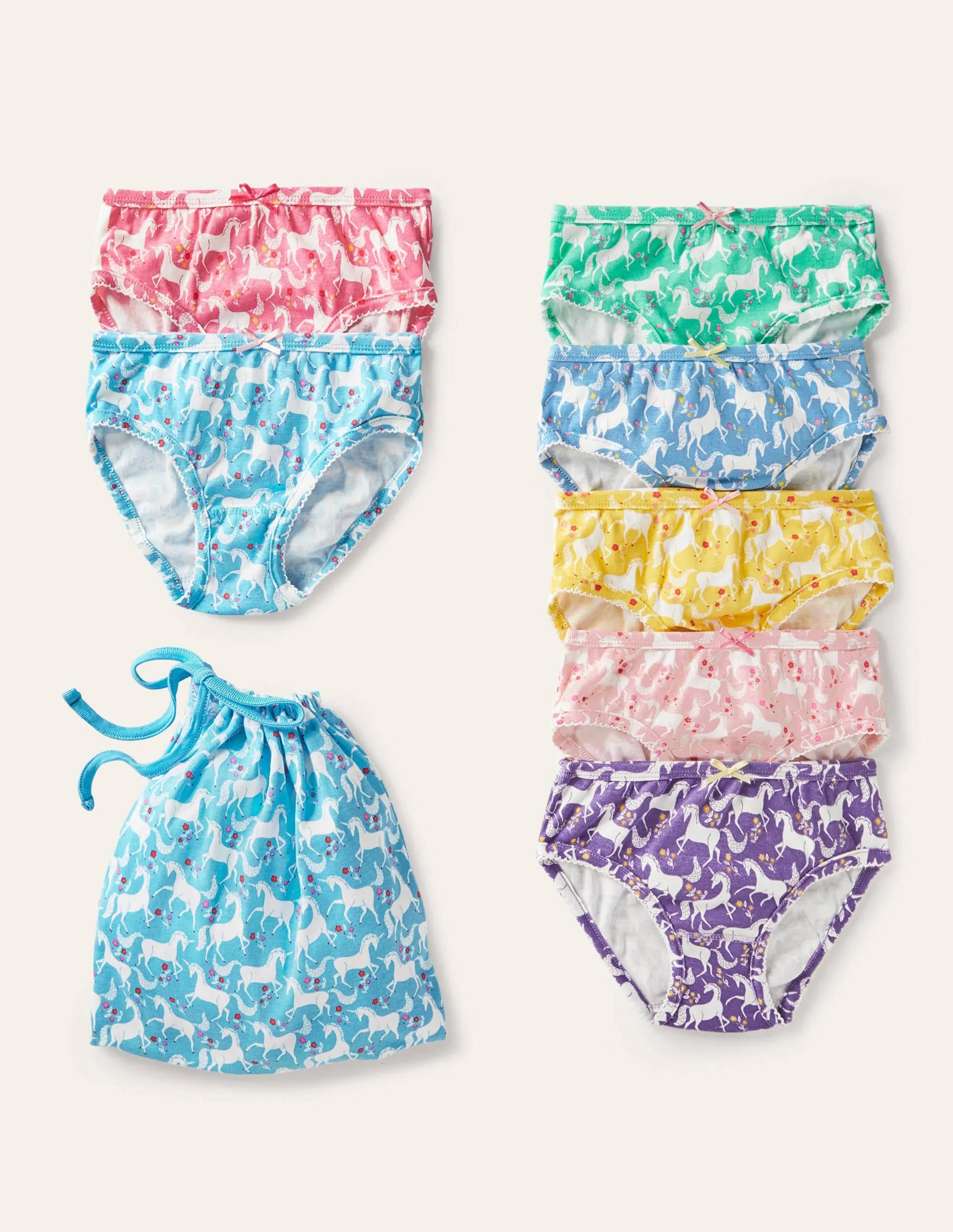 Pants 7 Pack-Multi Unicorn Floral