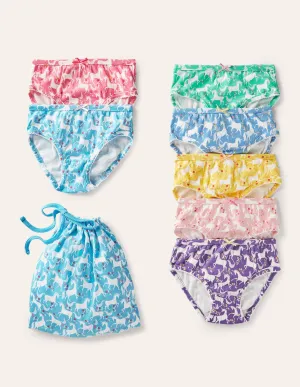 Pants 7 Pack-Multi Unicorn Floral