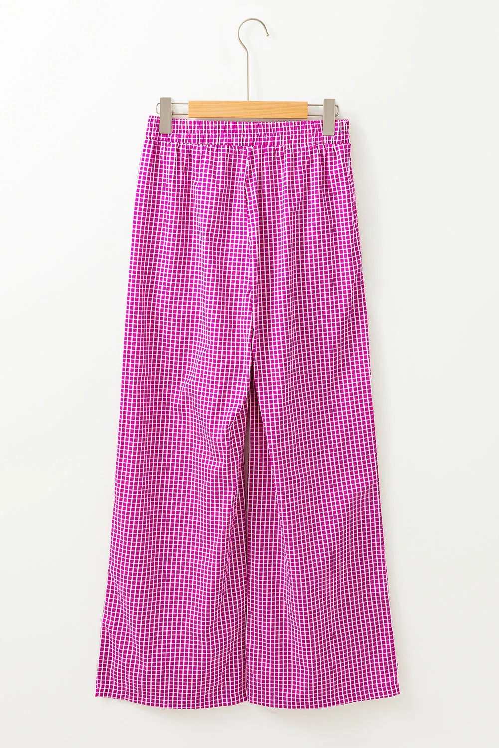 Plaid Drawstring Wide Leg Pants
