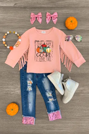 "Oh My Gourd, I Love Fall!" Denim Pant Set