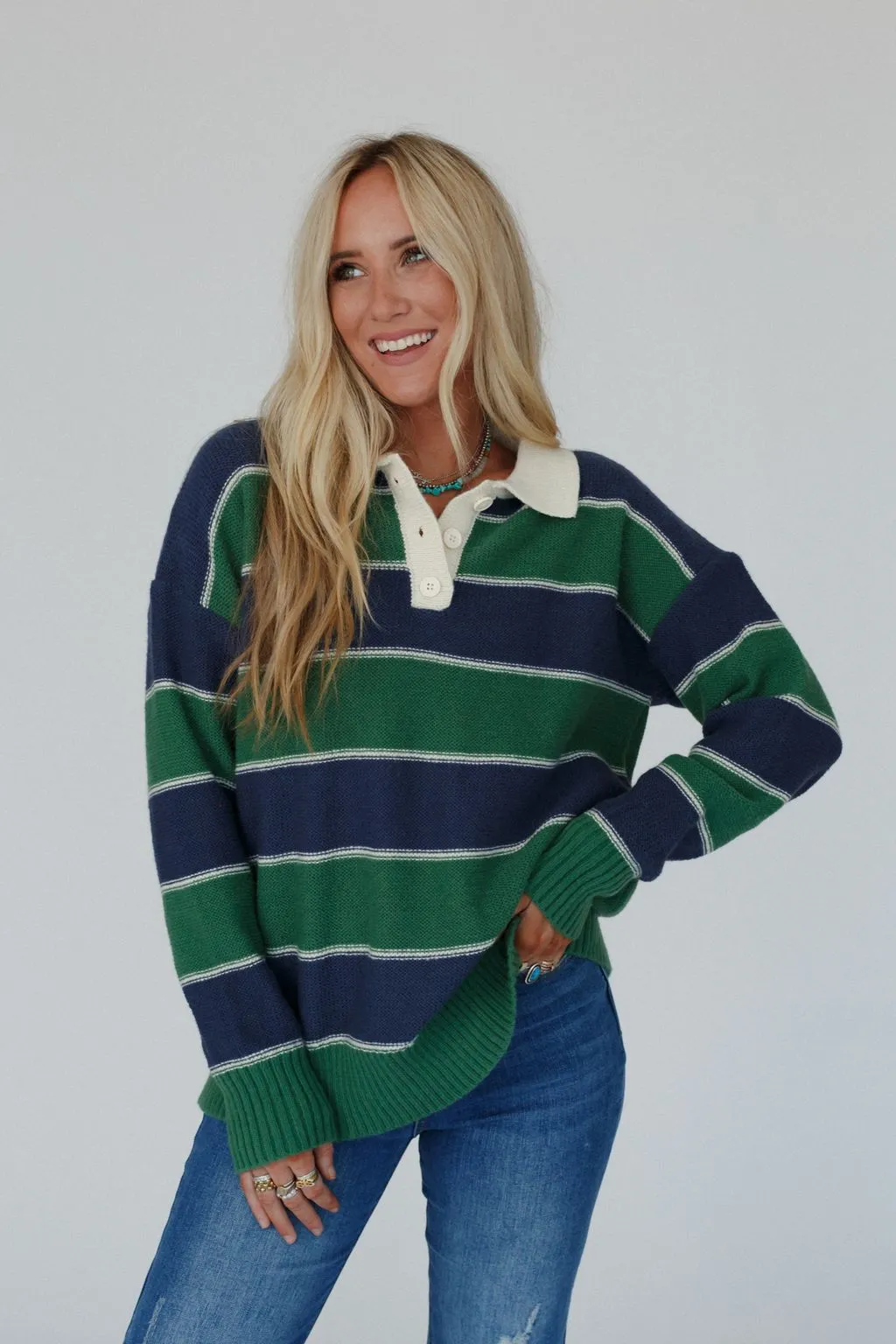 Sloane Striped Top - Navy
