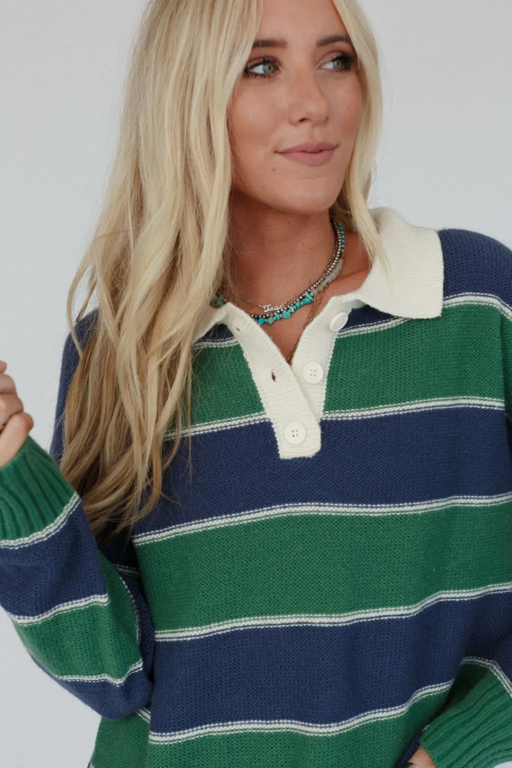 Sloane Striped Top - Navy